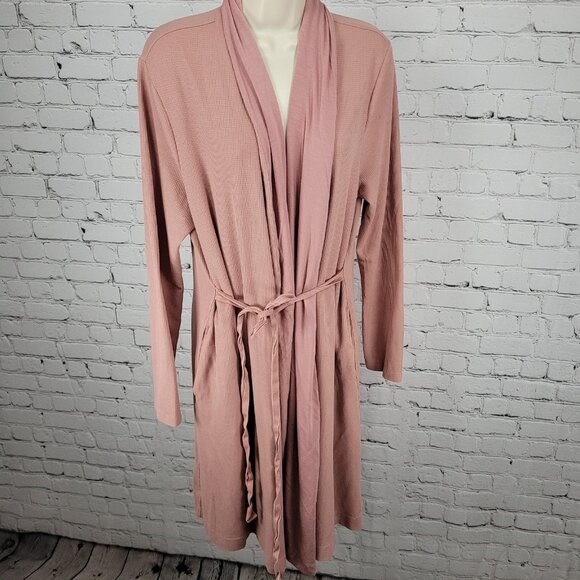 Athleta Pink Wind Down Sleep Robe Stretch Long Sleeve Pockets Size Large L - Picture 1 of 16